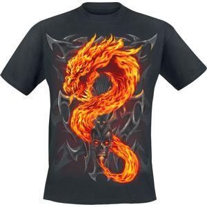 Spiral Fire Dragon Tričko černá