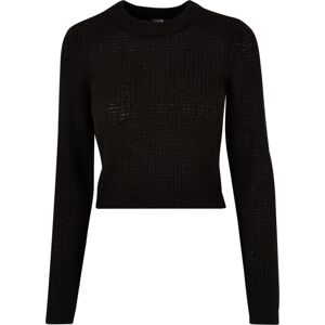 Urban Classics Dámský, krátký svetr s mřížkovaným profilem Pletený svetr černá