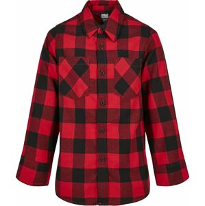 Urban Classics Klučičí kostkovaná flanelová košile Dětské tričko cerná/cervená