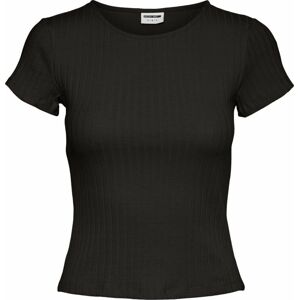 Noisy May Žebrované tričko NMPAULA S/S s kulatým výstřihem Dámské tričko černá