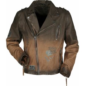 Rock Rebel by EMP Motorkářská kožená bunda s barevným stupňováním Kožená bunda hnědá