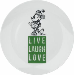 Mickey & Minnie Mouse Live Laugh Love - Minnie talíre bílá/cerná /zelená