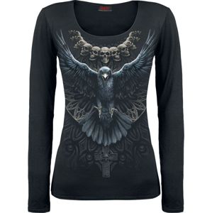 Spiral Raven Skull Dámské tričko s dlouhými rukávy černá