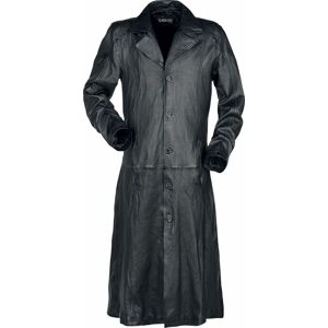 Gothicana by EMP Dlhý cierny kožený kabát s golierom Kožený kabát černá