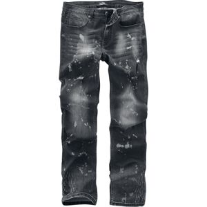 Rock Rebel by EMP Sivé džínsy Pete s opraným efektom, farebnými flakmi a mierne obnoseným vzhladom Džíny šedá