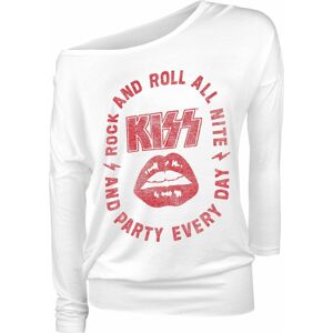 Kiss Lips Retro Dámské tričko s dlouhými rukávy bílá