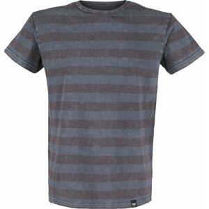 Black Premium by EMP graues T-Shirt mit Querstreifen und Rundhalsausschnitt Tričko šedá