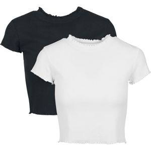 Urban Classics Balení 2 ks krátkých dámských žebrovaných triček dívcí tricko cerná/bílá
