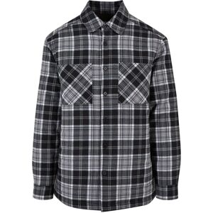 Urban Classics Padded Checked Shirt Jacket Bunda cerná/bílá