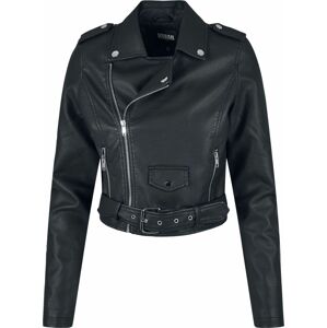 Urban Classics Ladies Synthetic Leather Belt Biker Jacke Dámská bunda - imitace kůže černá