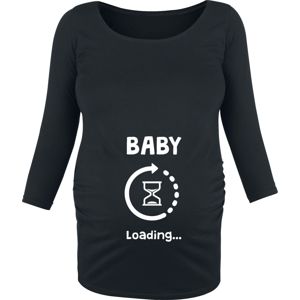 Móda pro těhotné Baby Loading dívcí triko s dlouhými rukávy černá