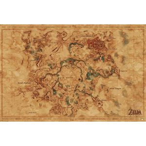 The Legend Of Zelda Mapa světa Hyrule - Breath of the Wild plakát vícebarevný