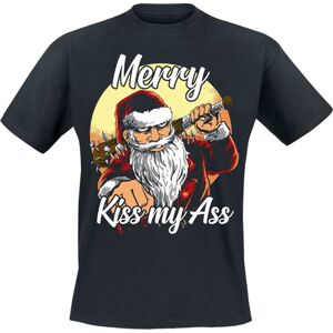 Sprüche Merry Kiss My Ass Tričko černá