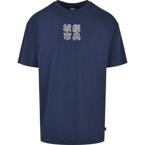 Urban Classics Tričko Chinese Symbol Tričko tmave modrá/bílá