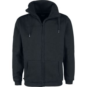Black Premium by EMP Černá tepláková bunda s límcem se stojáčkem mikina s kapucí na zip černá