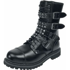 Gothicana by EMP Černé boty na šněrování s přezkami a nýty boty černá