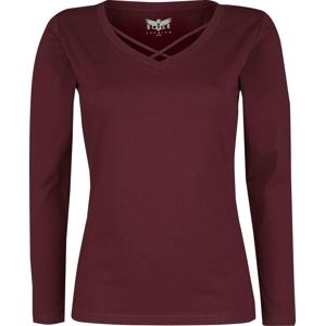Black Premium by EMP Košile s dlouhými rukávy a ozdobnými řemínky Dámské tričko s dlouhými rukávy bordová