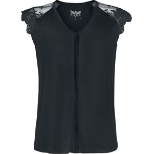 Black Premium by EMP Cierne tricko s cipkou na pleciach Dámské tričko černá