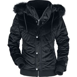 Black Premium by EMP Sametová zimní bunda s kožešinou na kapuci Dámská zimní bunda černá