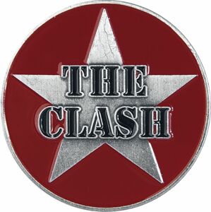 The Clash Military Logo Odznak stríbrite cervená