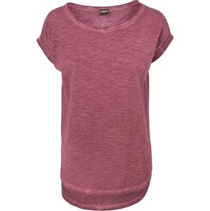 Urban Classics Ladies Long Back Shaped Spray Dye Tee Dámské tričko burgundská červeň