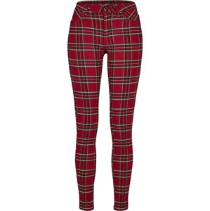 Urban Classics Dámské tartanové skinny kalhoty Dívčí kalhoty cervená/cerná