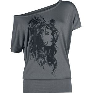 Black Premium by EMP graues T-Shirt mit Rundhalsausschnitt und Print Dámské tričko šedá