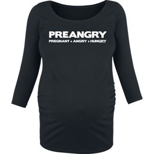 Móda pro těhotné Preangry Pregnant + Angry + Hungry dívcí triko s dlouhými rukávy černá