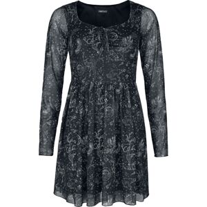 Jawbreaker Síťovinové šaty Night forest Šaty cerná/bílá