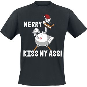 Merry Kiss My Ass! tricko černá