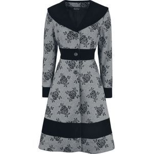 Voodoo Vixen Kabát Flo s květy a širokým límcem Dívcí kabát šedá/cerná