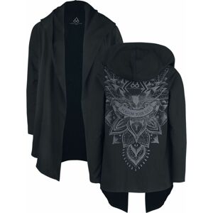 EMP Special Collection Černý kardigán Sport and Yoga s detailnám potiskem na zádech a kapucí Dámský kardigan černá