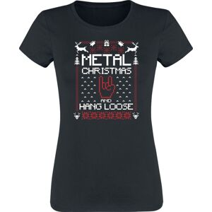 Sprüche Metal Christmas and hang loose Dámské tričko černá