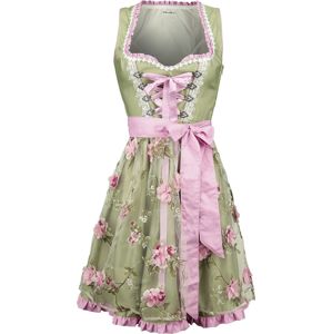Dirndline Dirndl s květovanou zástěrou šaty zelená/ružová