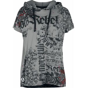 Rock Rebel by EMP Tričko ležérního střihu s potisky a kapucí Dámské tričko šedá