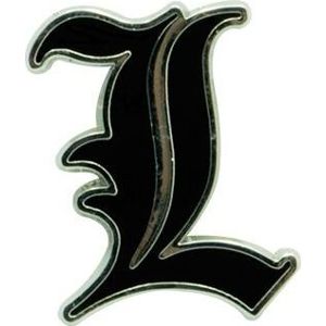 Death Note L - Symbol Odznak černá