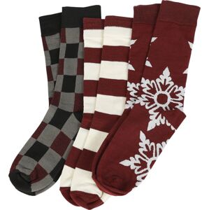 Urban Classics Sada 3 párů vánočních ponožek se sněhovými vločkami Ponožky burgundská červeň