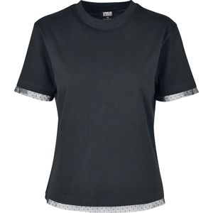Urban Classics Dámské tričko Boxy s krajkovými lemy dívcí tricko černá