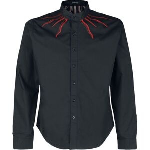 Gothicana by EMP Košile s výšivkou plamenů na límci Košile černá