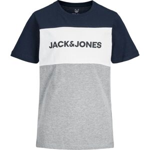 Jack & Jones Logo Block detské tricko prošedivelá/námornická modrá