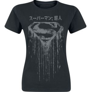 Superman Distressed Japanese Logo dívcí tricko černá