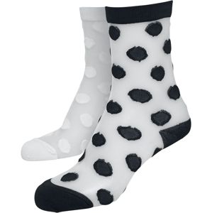Urban Classics Balení 2 párů síťovinových ponožek s puntíky Ponožky cerná/bílá