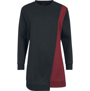 RED by EMP Sweatshirt Dress with asymmetrical Cut Šaty černá / tmavě červená