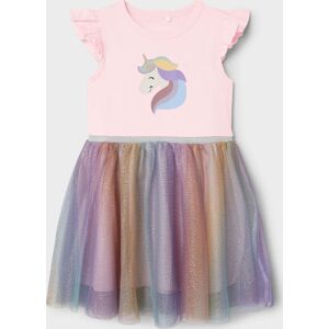 name it Šaty NMFhappi unicorn s krátkými rukávy detské šaty vícebarevný