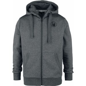 EMP Premium Collection Sivá bunda s kapucnou a výšivkou Mikina s kapucí na zip šedá