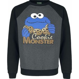 Sesame Street Cookie Monster Mikina skvrnitá tmavě šedá / černá