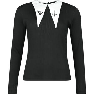 Gothicana by EMP Tričko s dlouhými rukávy a bílým límcem Dámské tričko s dlouhými rukávy černá