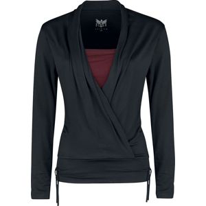 Black Premium by EMP Košile s dlouhými rukávy a zavinovacím designem Dámské tričko s dlouhými rukávy cerná/bordová
