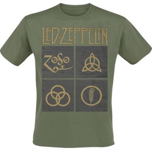 Led Zeppelin Green Symbols Tričko olivová