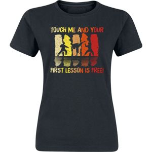 Touch Me And Your First Lesson Is Free! dívcí tricko černá